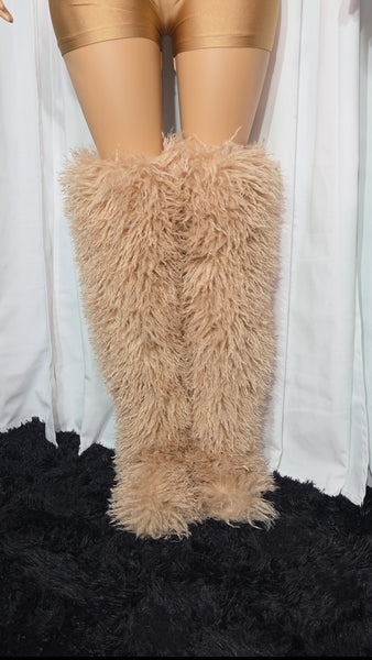 Kayce Fur Boots (Pink, black and brown)