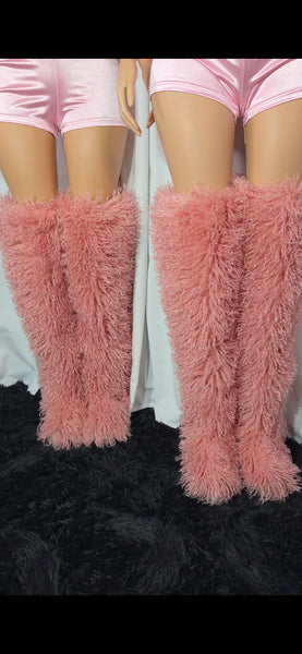 Kayce Fur Boots (Pink, black and brown)