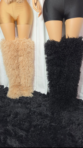 Kayce Fur Boots (Pink, black and brown)